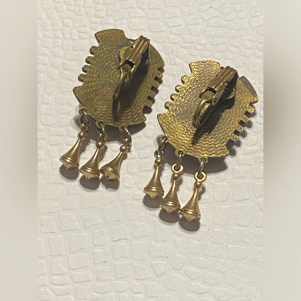 Antique Clip on Dangling Earrings #7029